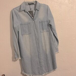 Zilcremo Light Blue Denim Shirt Dress / Top